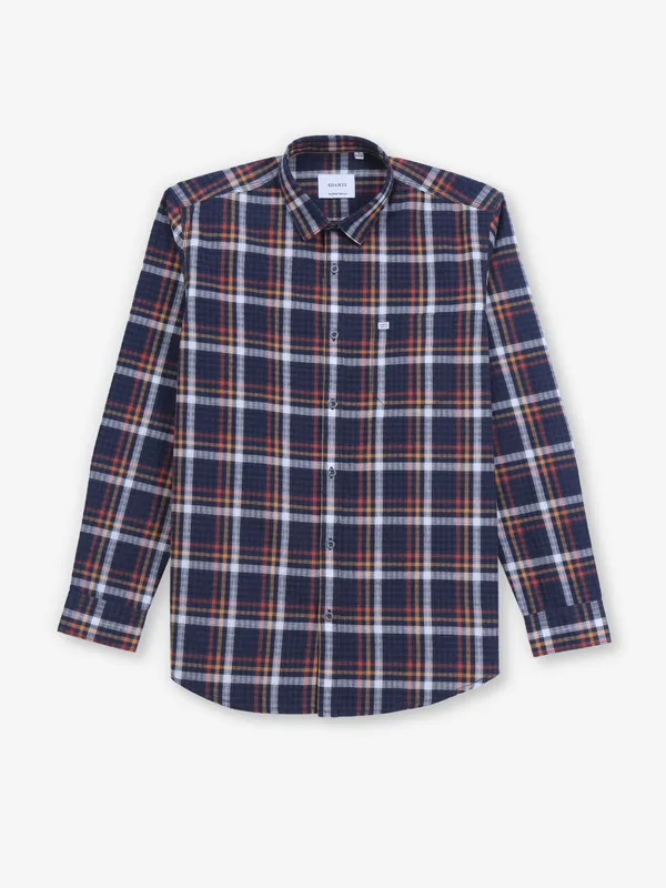 GIANTI indigo blue checks cotton shirt