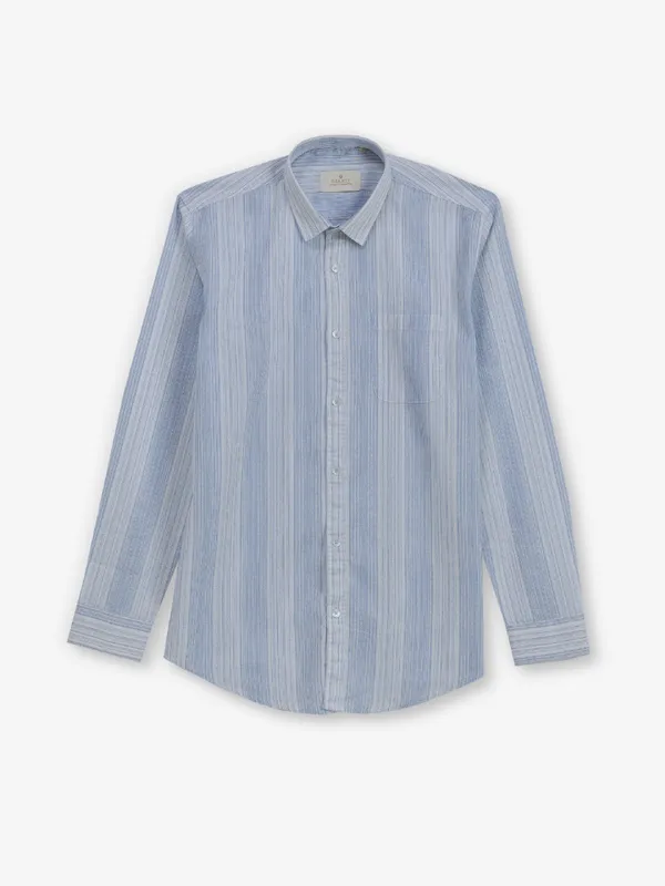 GIANTI light blue cotton silk stripe shirt