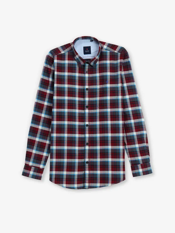 GIANTI maroon checks cotton shirt