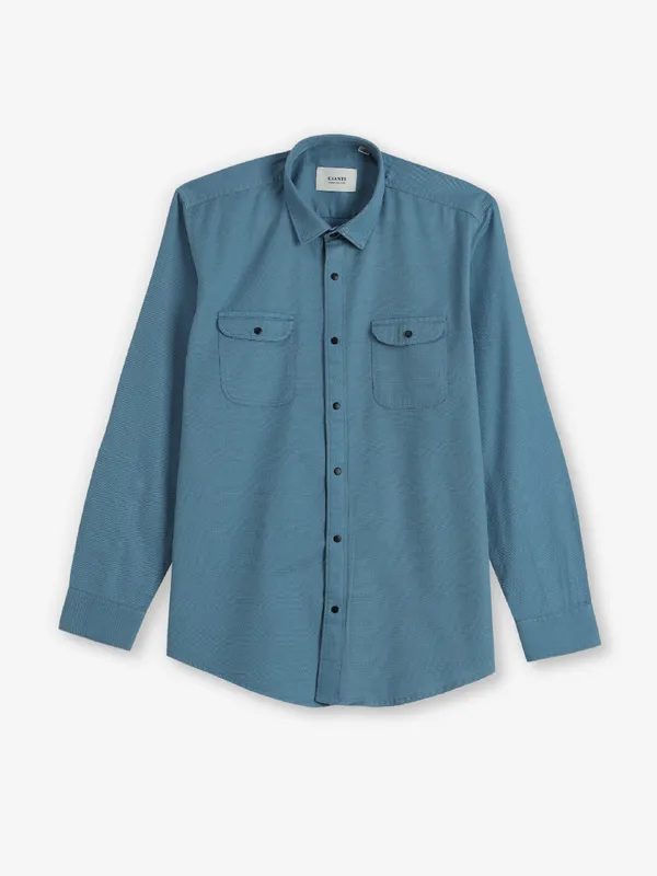 GIANTI mint blue plain cotton shirt