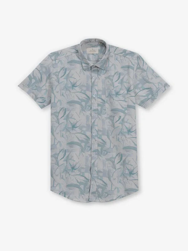 GIANTI mint green cotton printed shirt