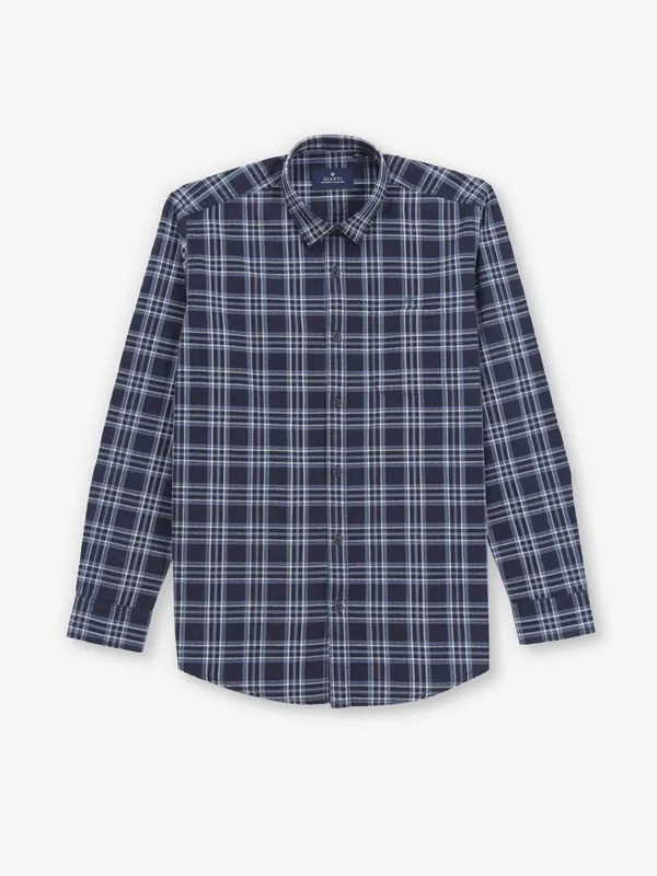 GIANTI navy cotton checks shirt