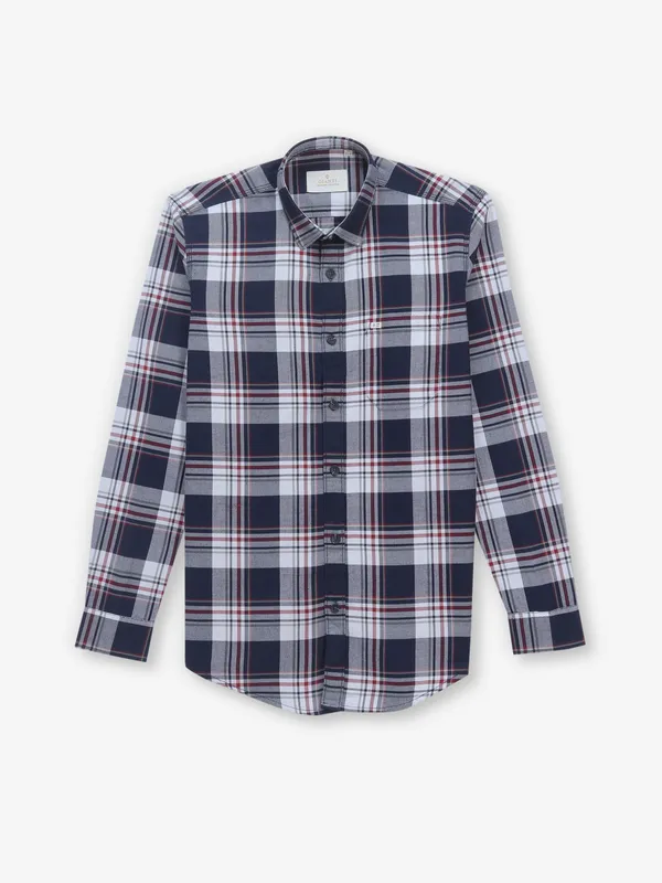 GIANTI navy cotton shirt with checks