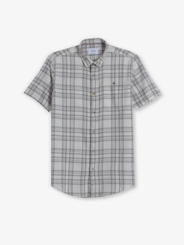 GIANTI off-white cotton checks shirt