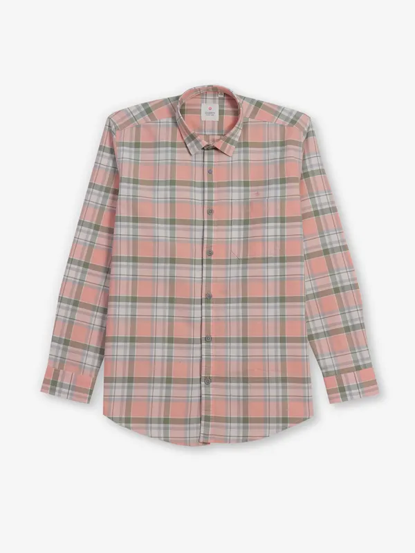 GIANTI peach cotton shirt with check