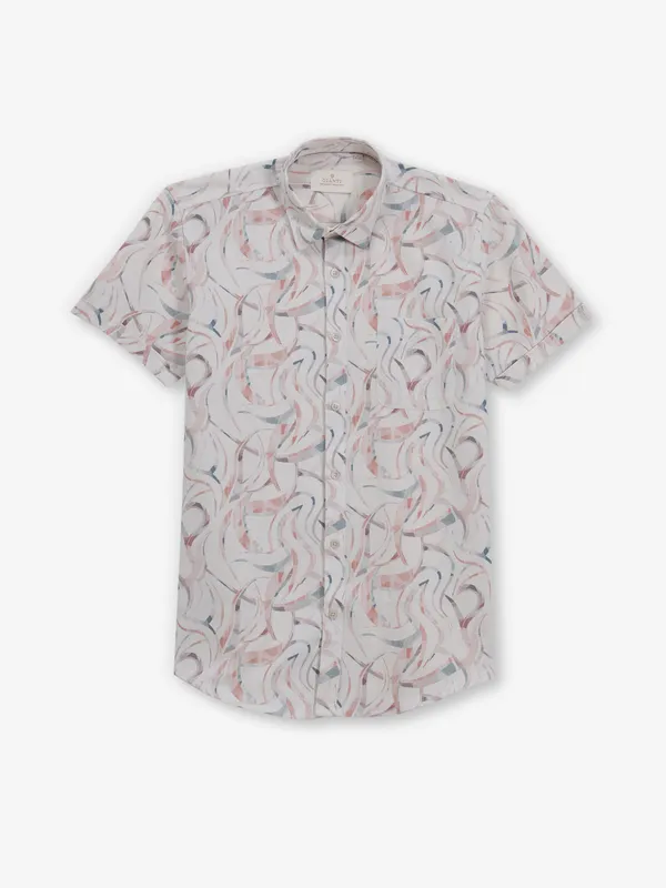 GIANTI peach printed cotton shirt