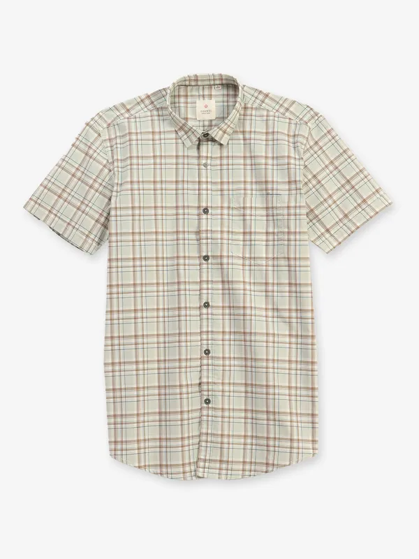 GIANTI pista green checks half sleeve cotton shirt