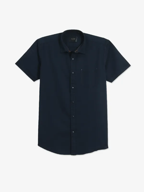 GIANTI plain navy cotton shirt