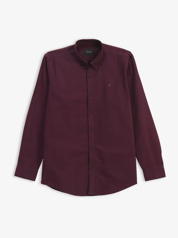 GIANTI plain wine cotton buttondown collar shirt