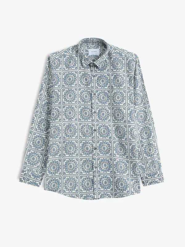 GIANTI printed blue and white cotton shirt