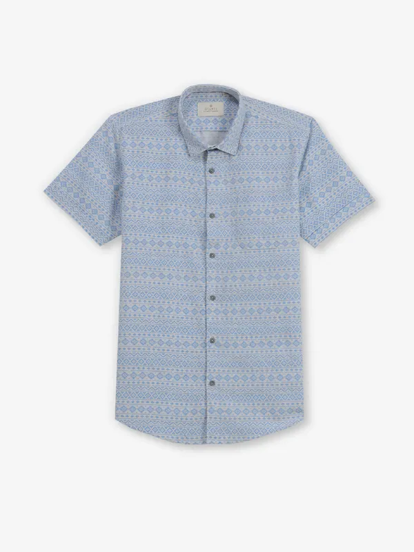 GIANTI printed sky blue cotton shirt for men