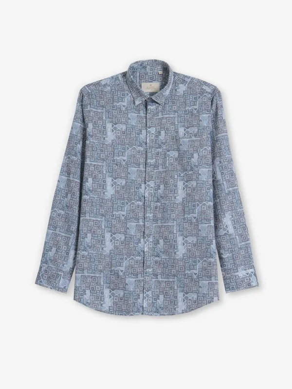 GIANTI printed sky blue shirt in cotton