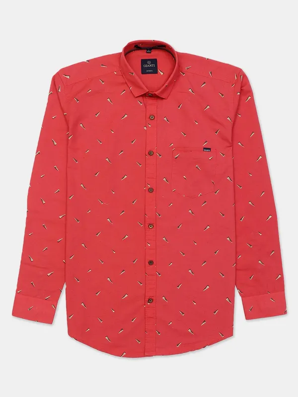 Gianti red printed casual shirt