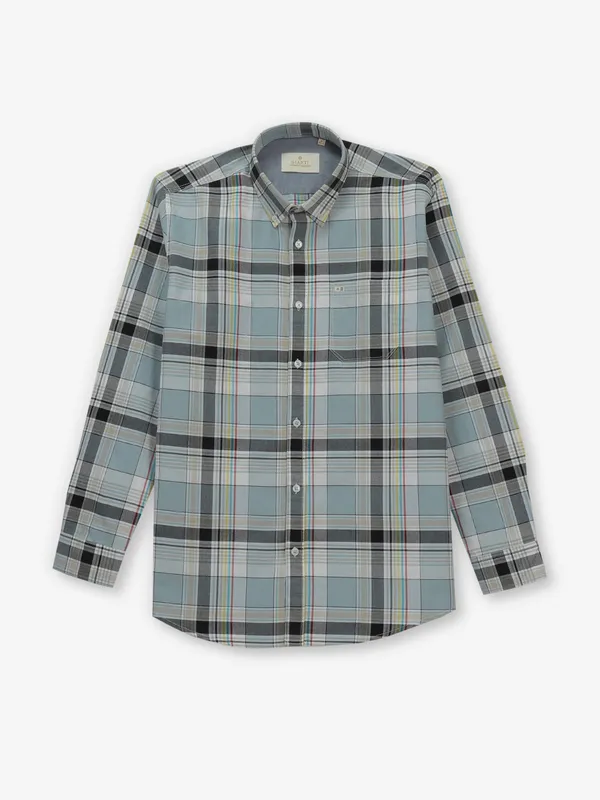 GIANTI sky blue cotton checked shirt