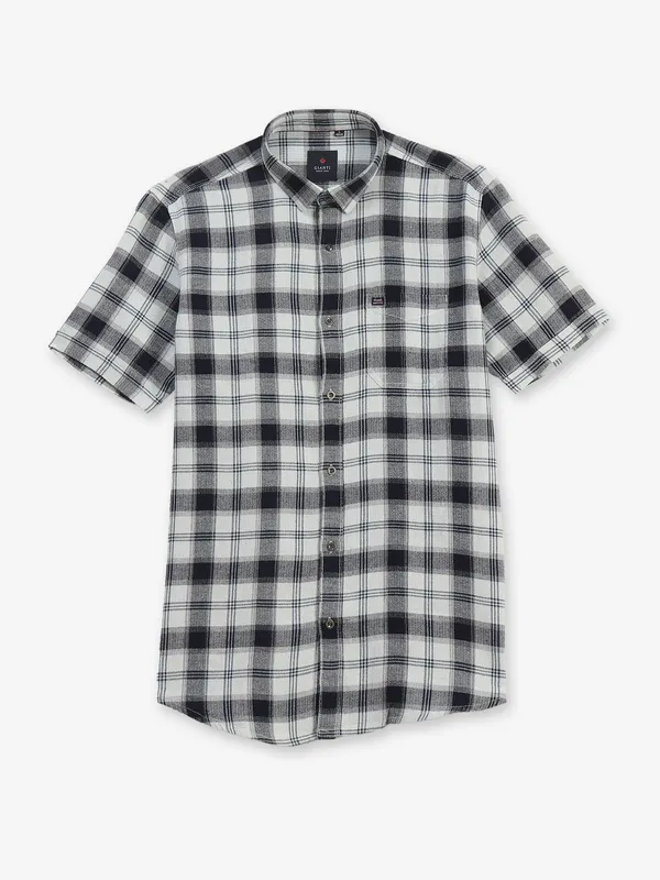 GIANTI white and navy checks cotoon shirt