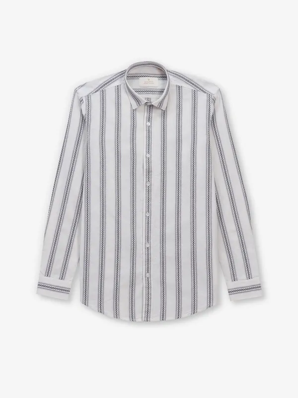 GIANTI white and navy stripe shirt