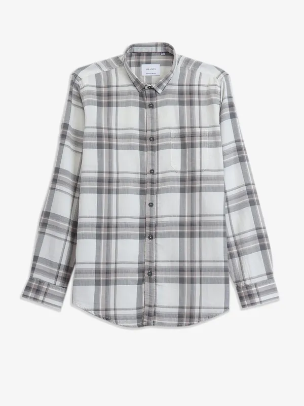 GIANTI white checkered cotton full sleeve shirt