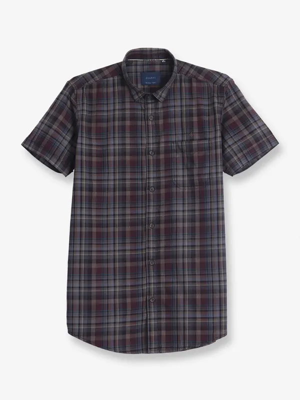 GIANTI wine cotton checks shirt