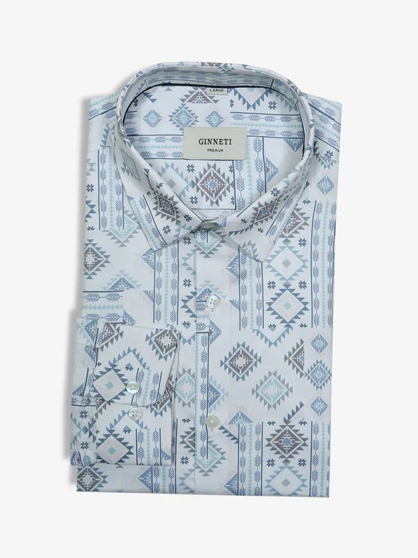 GINNETI blue printed cotton shirt