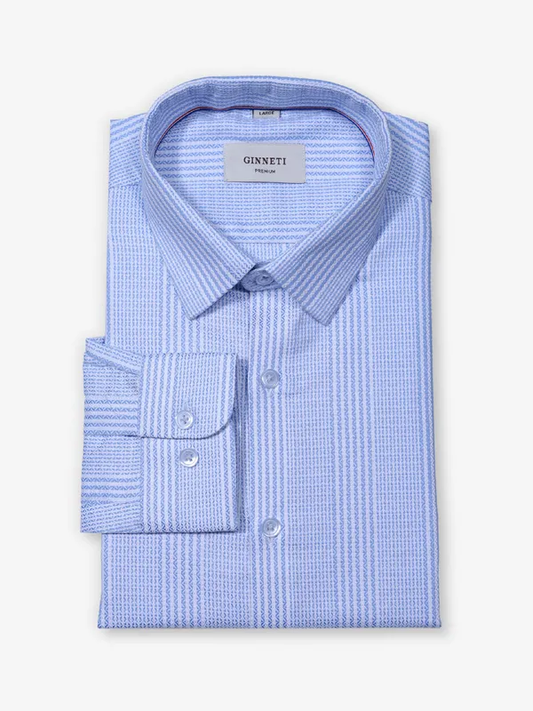 GINNETI blue printed party-wear shirt