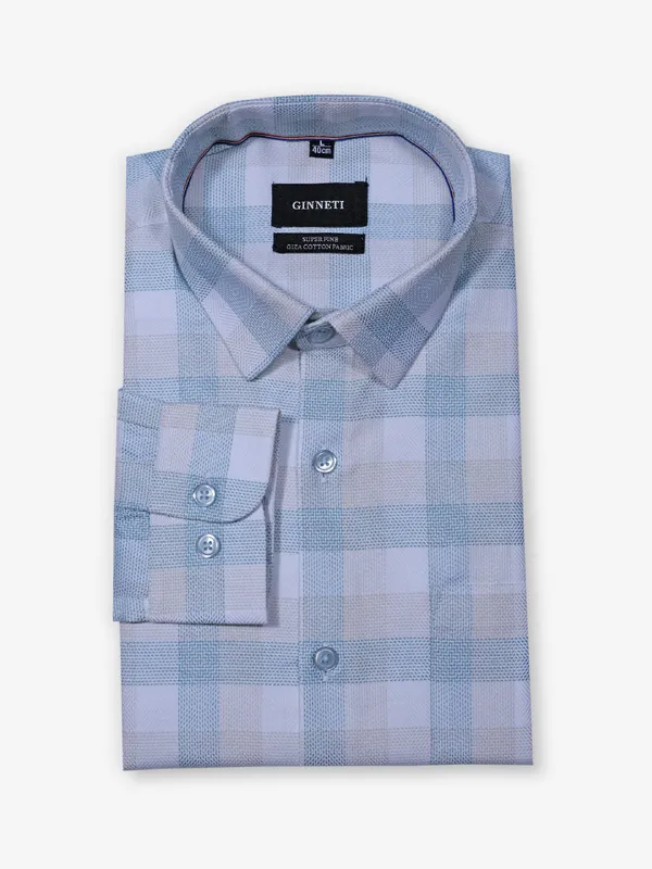 GINNETI checks sky blue shirt