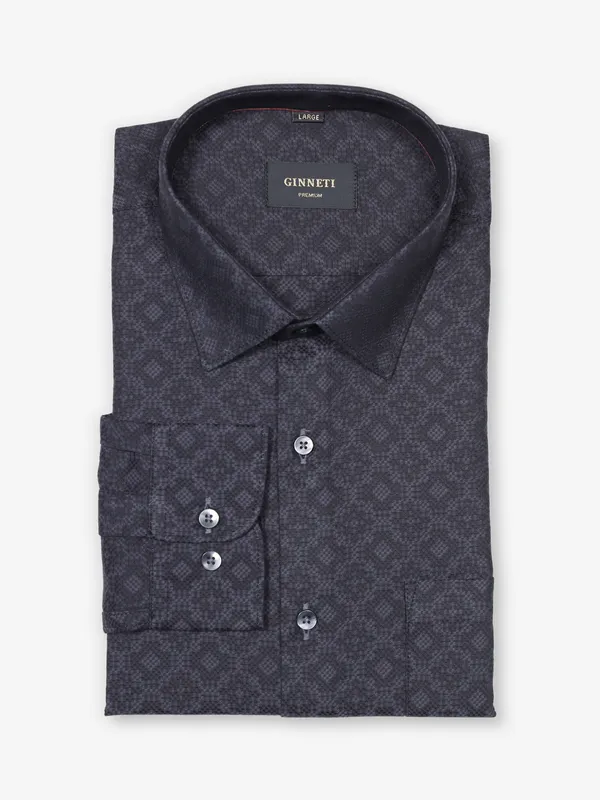 GINNETI dark grey stripe cotton shirt