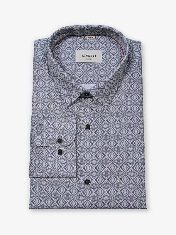 GINNETI grey printed cotton shirt in silk