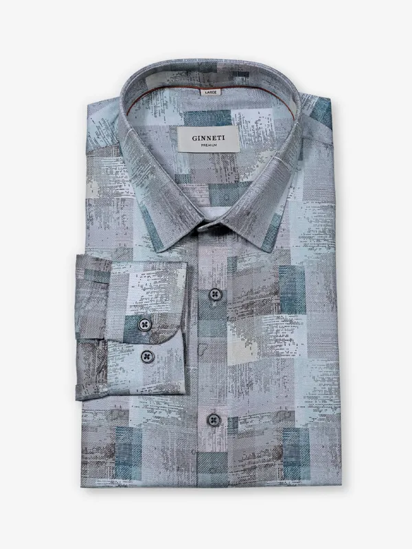 GINNETI grey printed shirt in cotton silk
