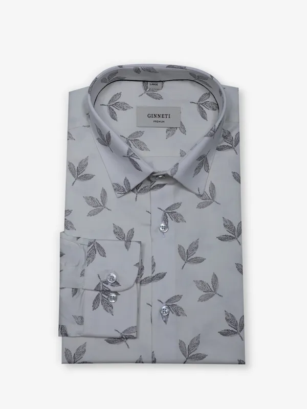 GINNETI off-white printed cotton shirt