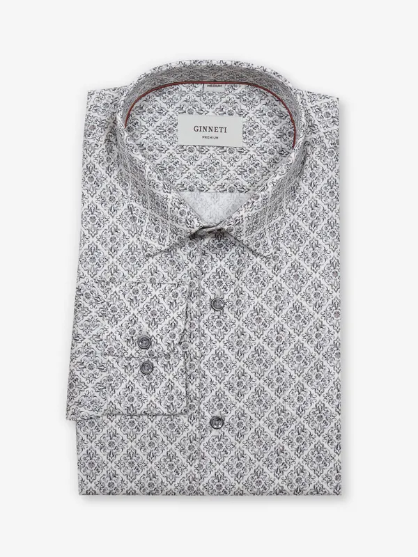 GINNETI party style printed off white shirt