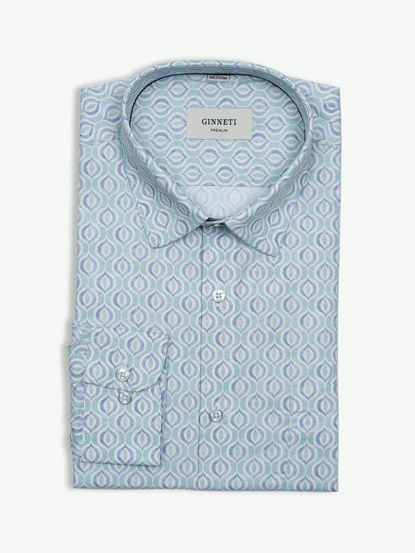 Ginneti printed cotton shirt in light green