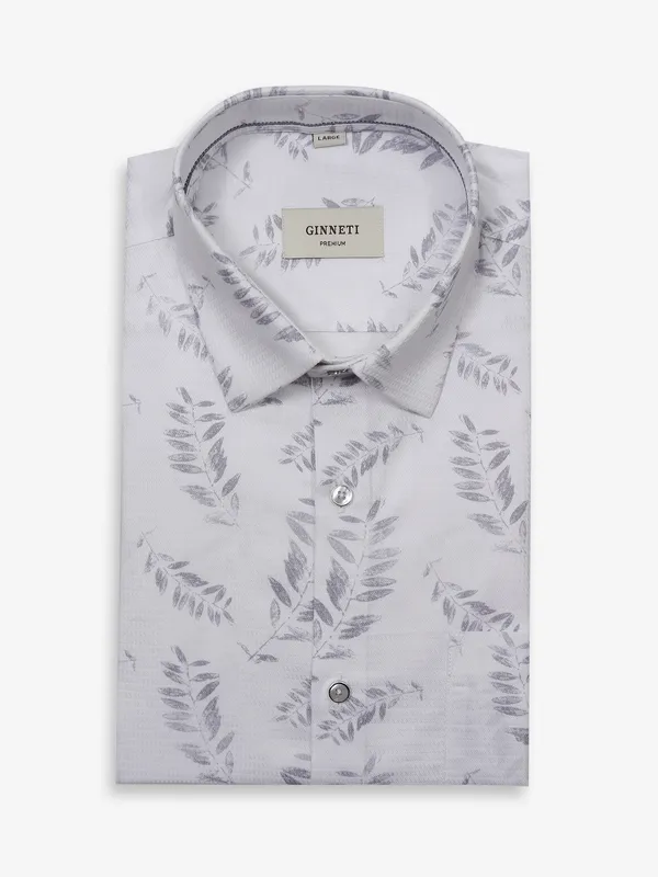 GINNETI printed light grey cotton shirt