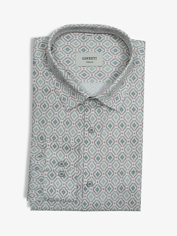 GINNETI printed multi color cotton shirt
