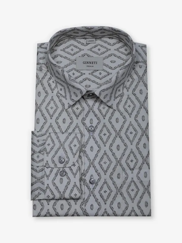 GINNETI printed off-white cotton shirt