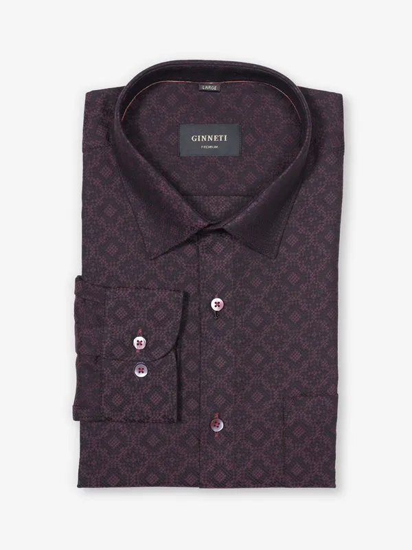 GINNETI wine printed cotton shirt
