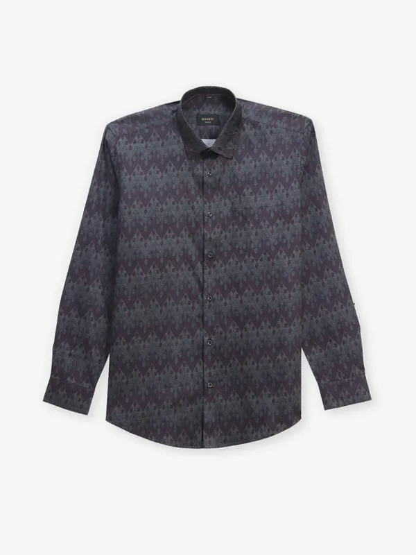 GINNETI wine silk printed shirt