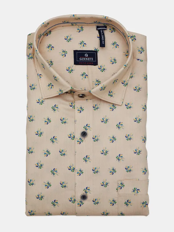Ginneti yellow printed casual shirt