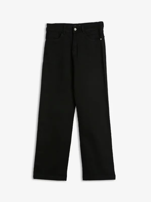 Global Republic black solid straight fit jeans