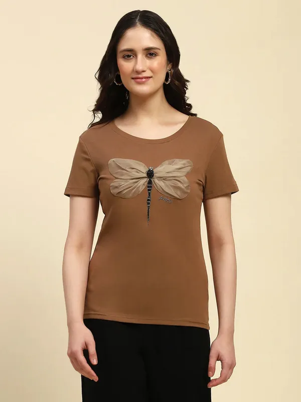GLOBAL REPUBLIC brown cotton t-shirt