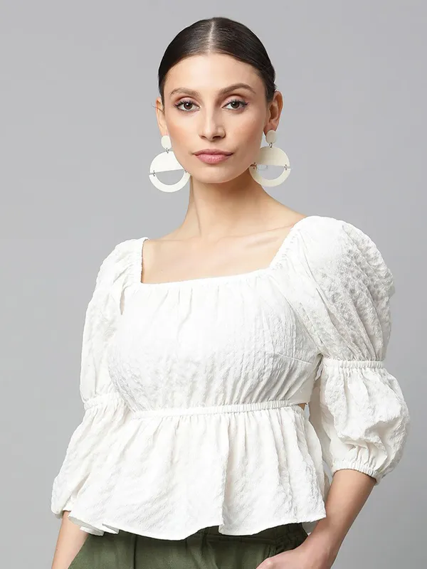 GLOBAL REPUBLIC cotton white top