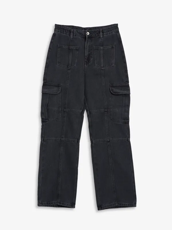 Global Republic dark grey cargo jeans