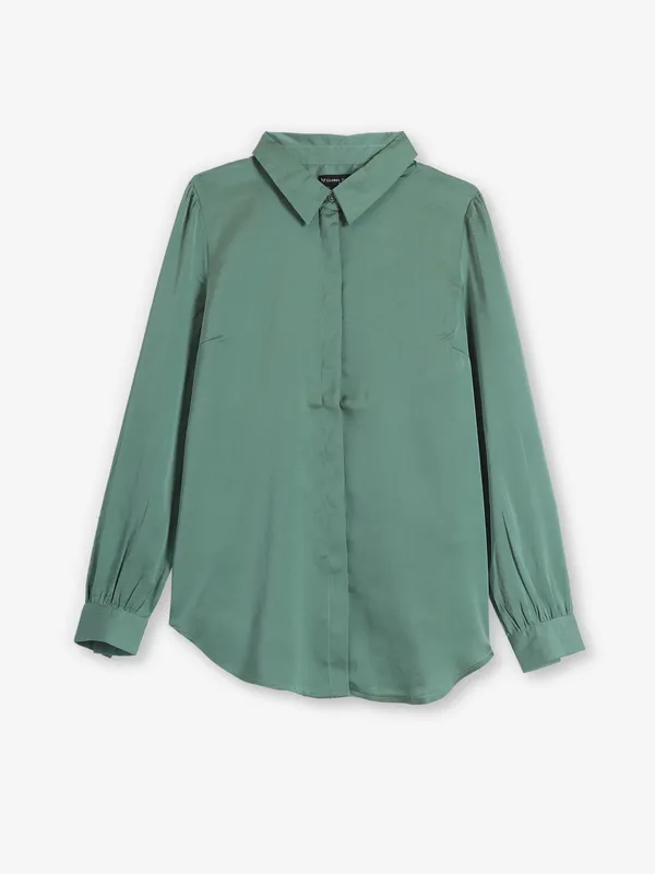 GLOBAL REPUBLIC green satin shirt