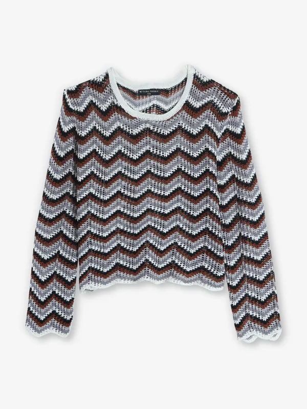GLOBAL REPUBLIC grey zigzag top