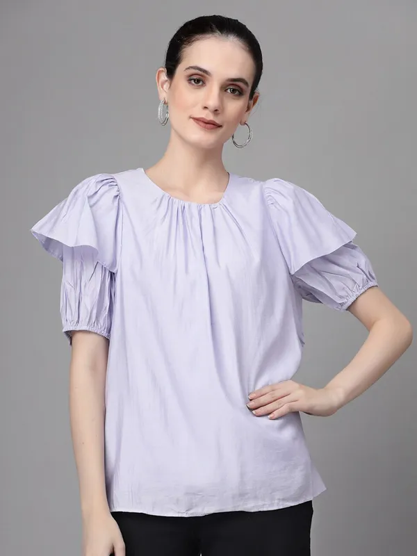 GLOBAL REPUBLIC lavender half sleeve top