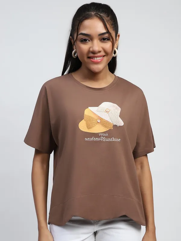 GLOBAL REPUBLIC light brown cotton t-shirt