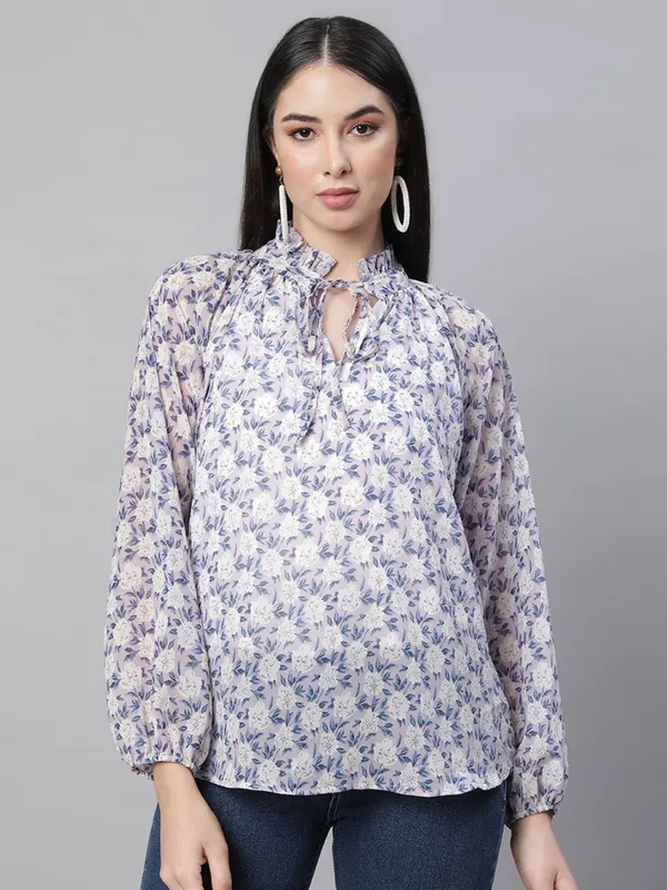 GLOBAL REPUBLIC light purple floral print top