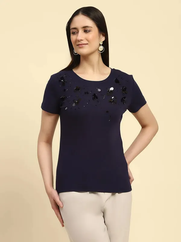 GLOBAL REPUBLIC navy cotton t-shirt