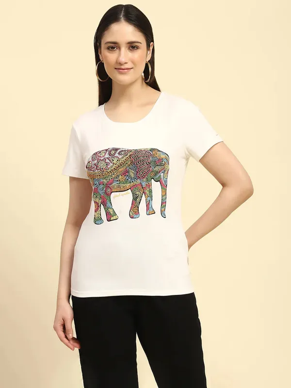 GLOBAL REPUBLIC off white t-shirt in cotton