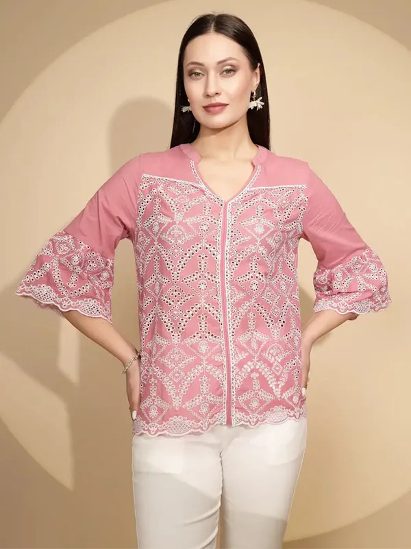 GLOBAL REPUBLIC pink cotton caual top