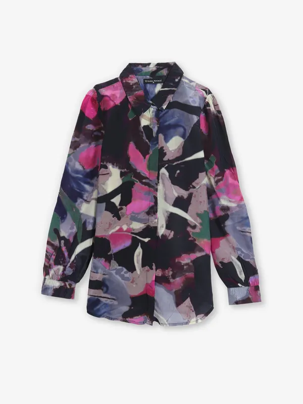 GLOBAL REPUBLIC printed black silk shirt